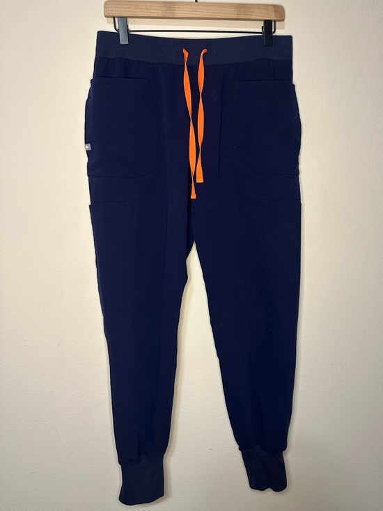Figs Pants - Figs scrubs limited edition navy joggers neon orange string size small W21SW2033
